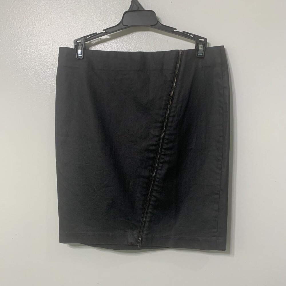 Banana Republic Womens Straight Skirt Black Mini Zipper Moto Solid Petites 8